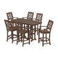 POLYWOOD Chinoiserie Arm Chair 7-Piece Bar Set — Mahogany