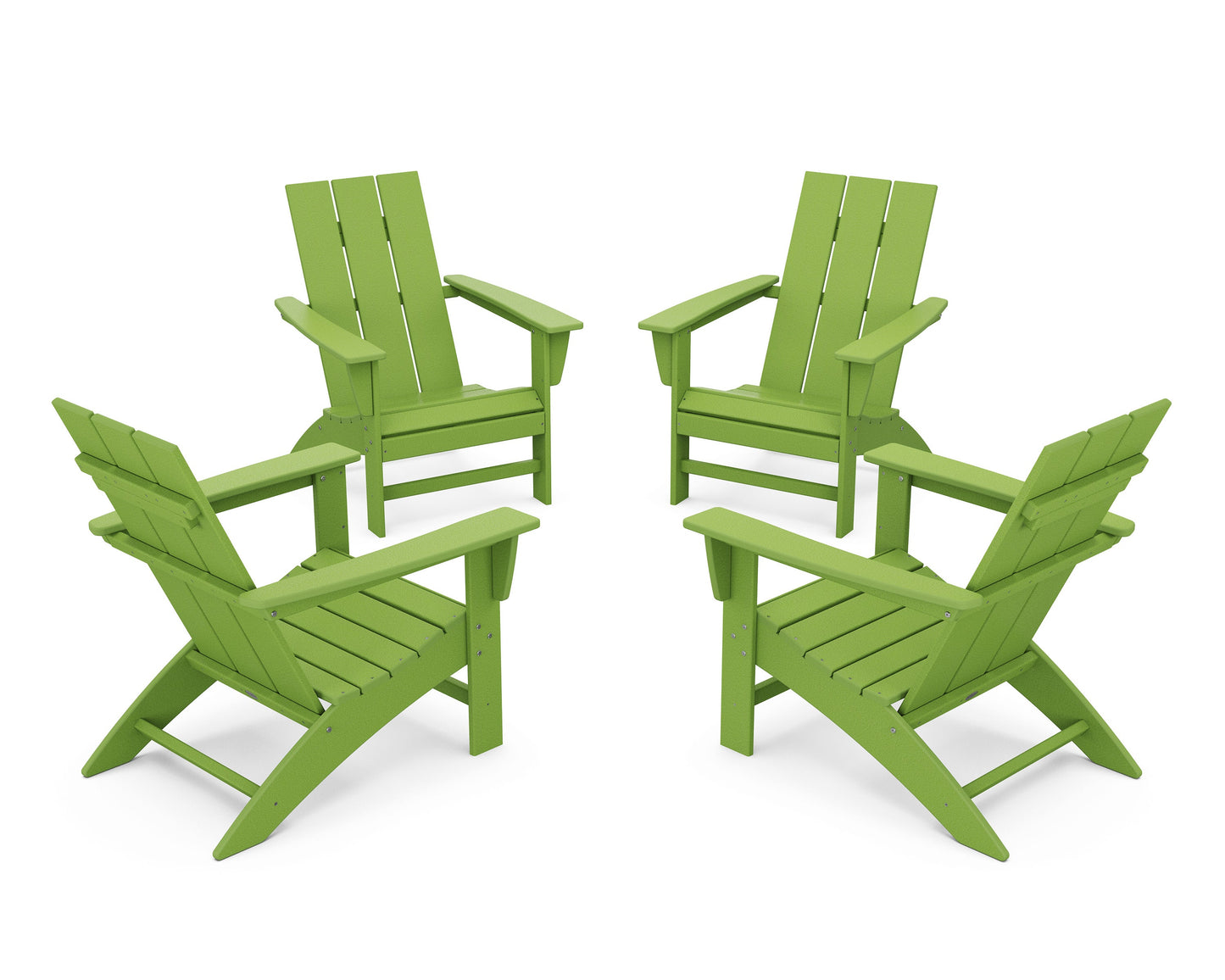 POLYWOOD 4-Piece Modern Adirondack Chair Conversation Set — Lime
