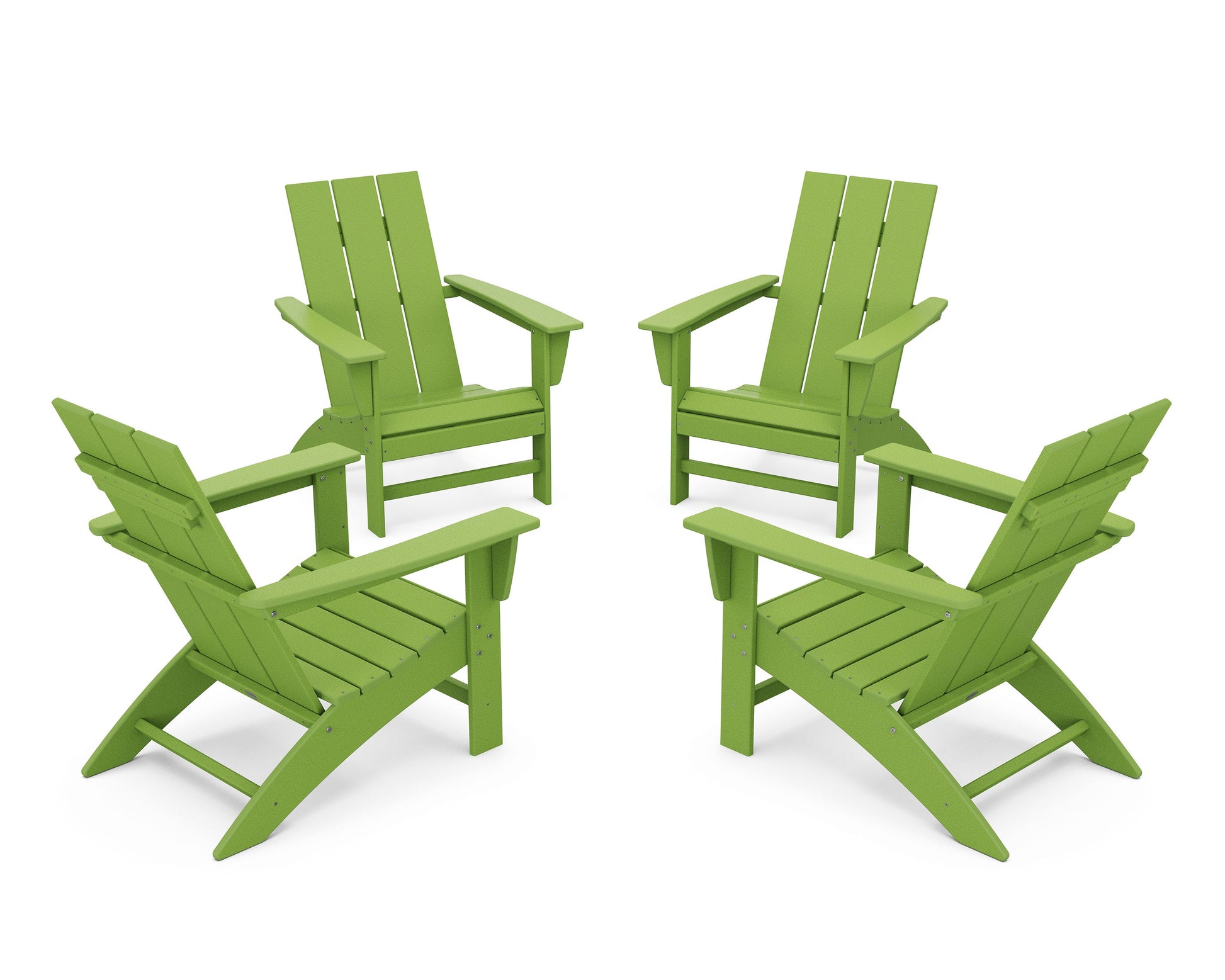 POLYWOOD 4-Piece Modern Adirondack Chair Conversation Set — Lime