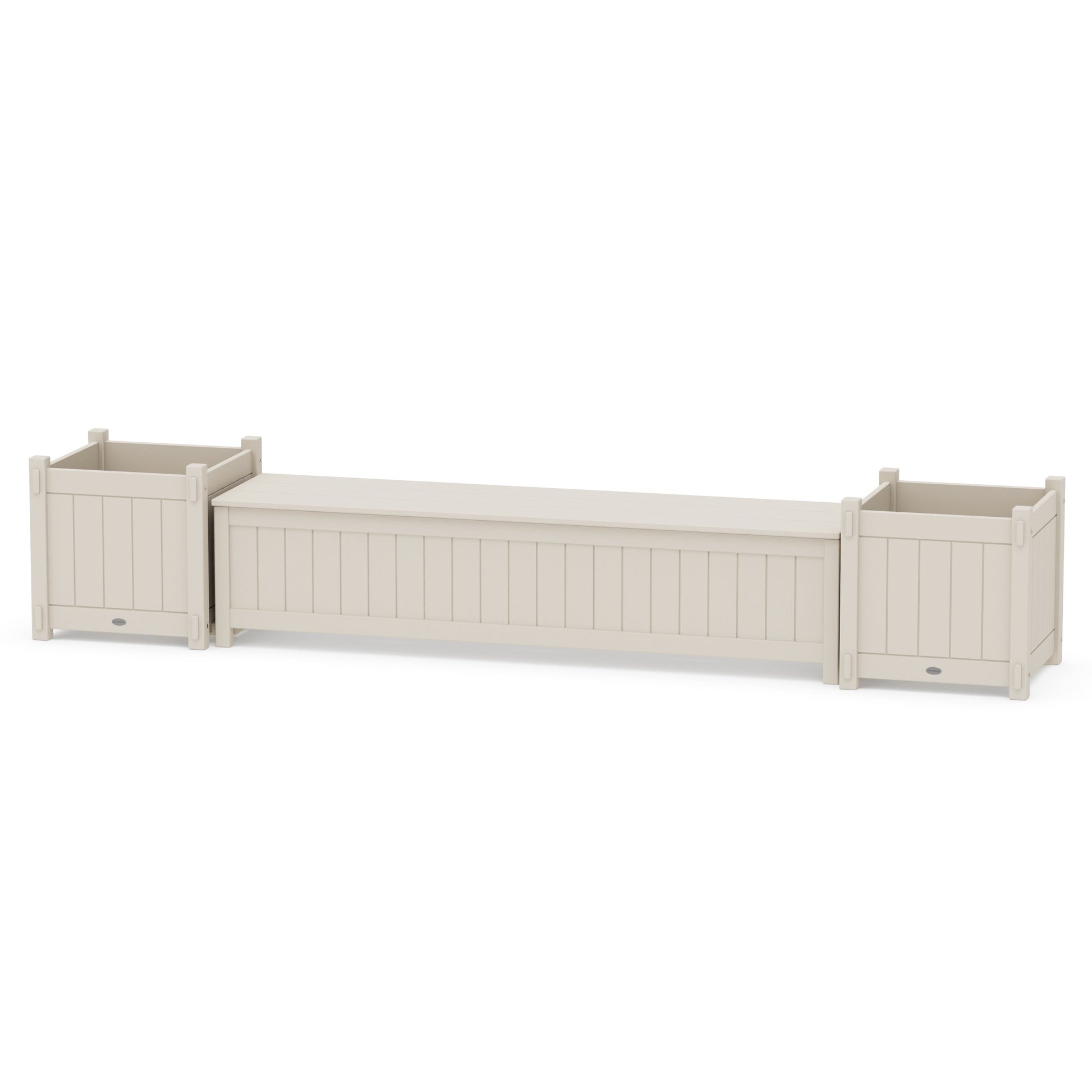 POLYWOOD 72" Vineyard Straight Planter Storage Bench Set- Large — Sand