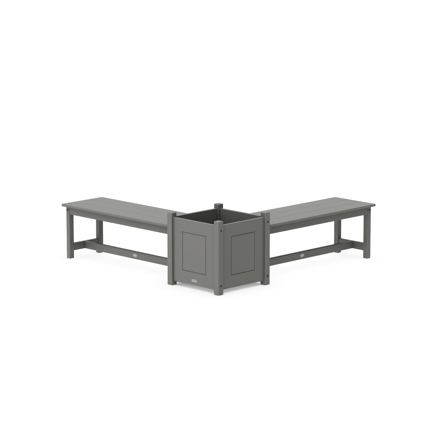POLYWOOD 48" Country Living L- Shaped Planter Bench Set- Large — Slate Grey