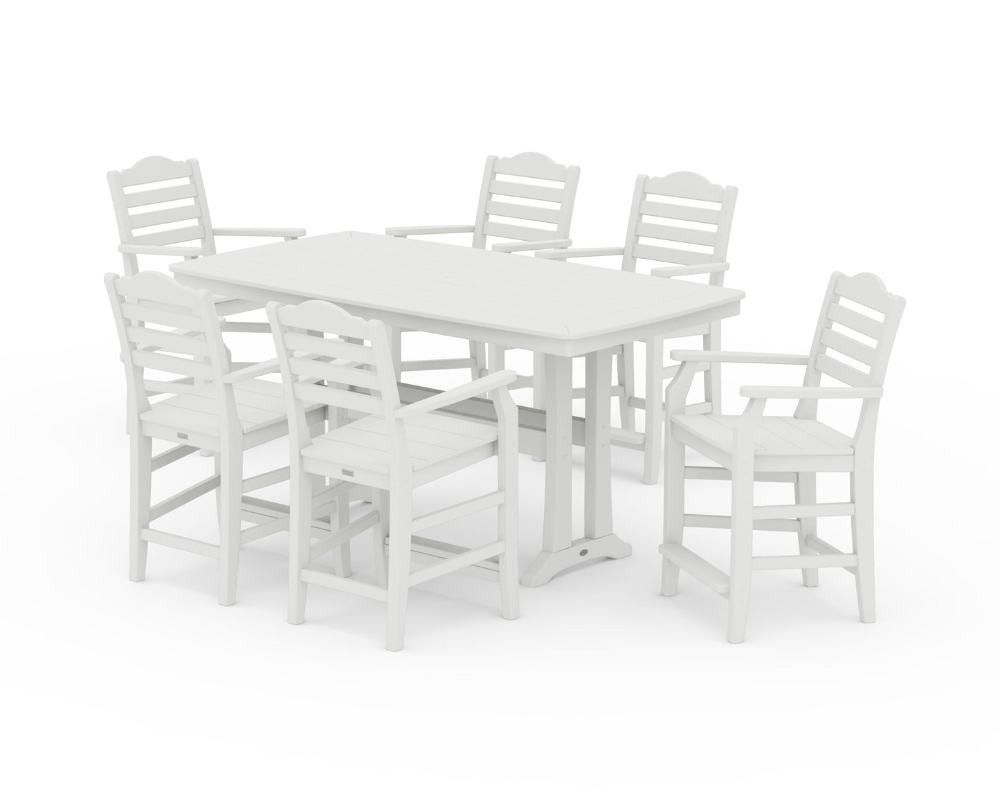 POLYWOOD Savannah Arm Chair 7-Piece Counter Set with Trestle Legs — Vintage White