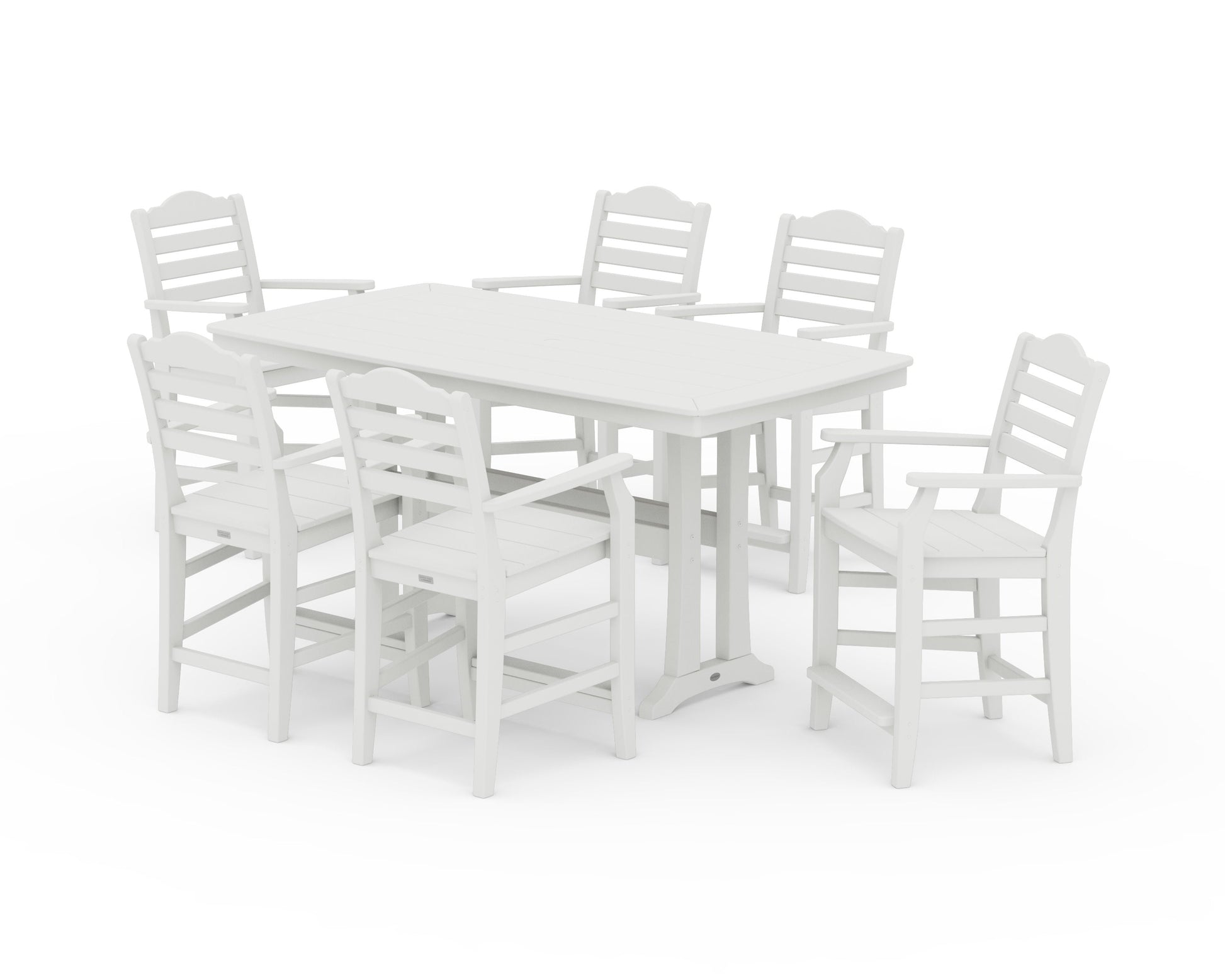 POLYWOOD Savannah Arm Chair 7-Piece Counter Set with Trestle Legs — Vintage White