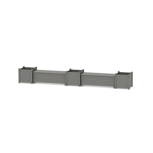 POLYWOOD 48" Nautical Straight Double Planter Storage Bench Set- Large — Slate Grey