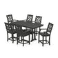 POLYWOOD Chinoiserie Arm Chair 7-Piece Farmhouse Counter Set with Trestle Legs — Black