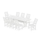 POLYWOOD Chinoiserie 9-Piece Farmhouse Dining Set with Trestle Legs — White