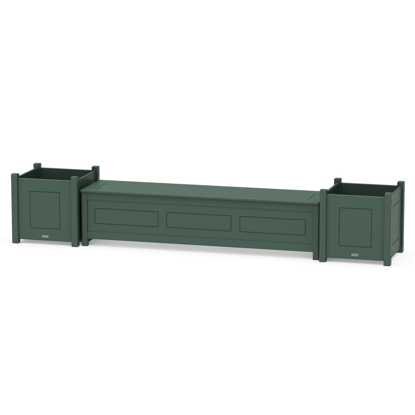 POLYWOOD 72" Country Living Straight Planter Storage Bench Set- Large — Green