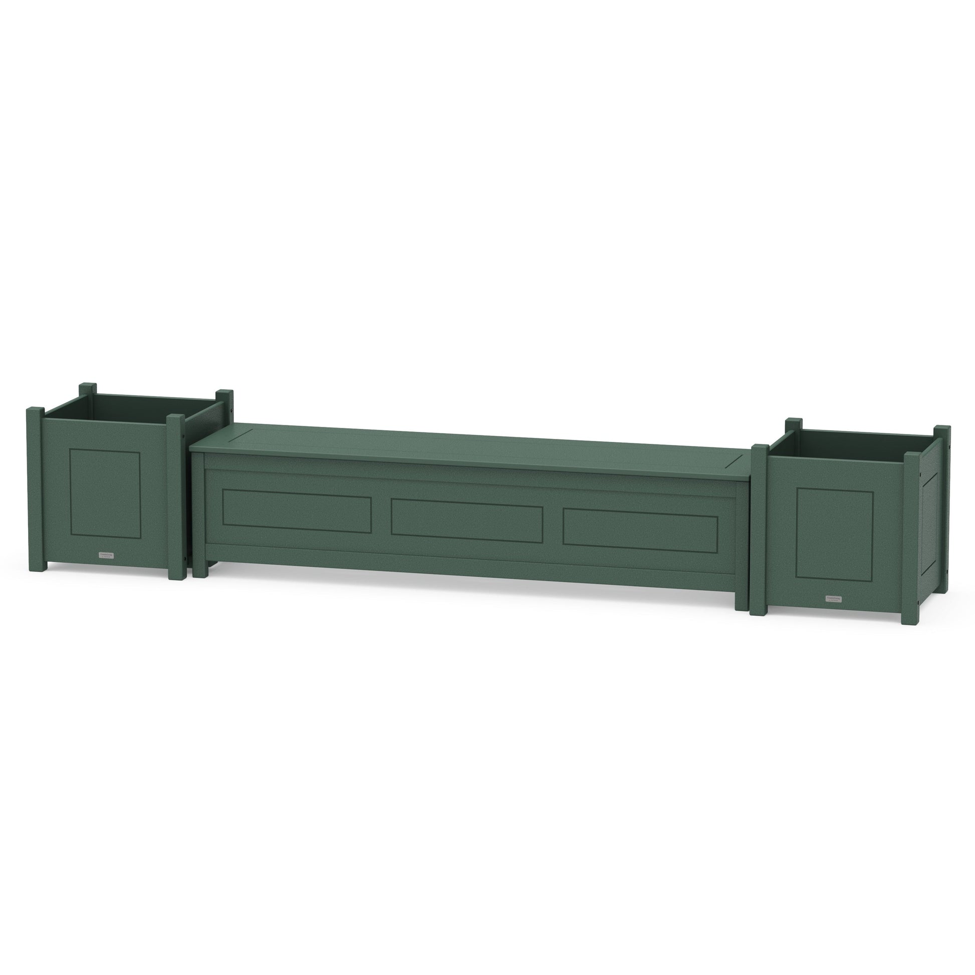 POLYWOOD 72" Country Living Straight Planter Storage Bench Set- Large — Green
