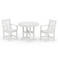 POLYWOOD Chippendale 3-Piece Round Dining Set — White