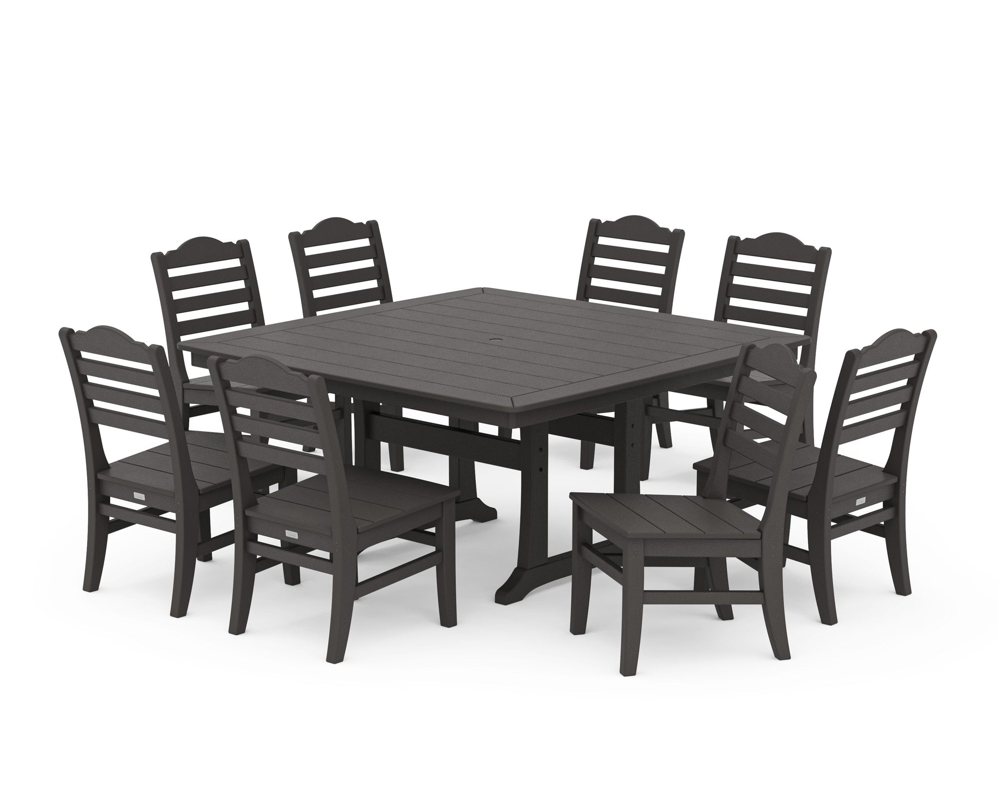 POLYWOOD Savannah Side Chair 9-Piece Square Dining Set with Trestle Legs — Vintage Coffee