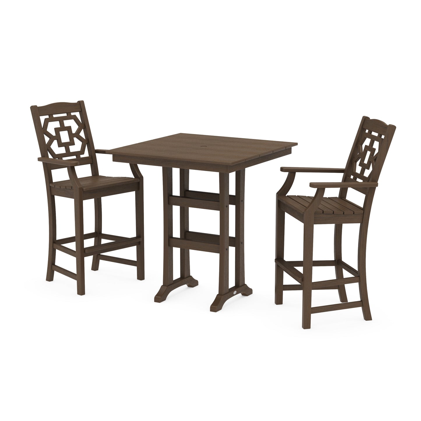 POLYWOOD Chinoiserie 3-Piece Farmhouse Bar Set with Trestle Legs — Kona