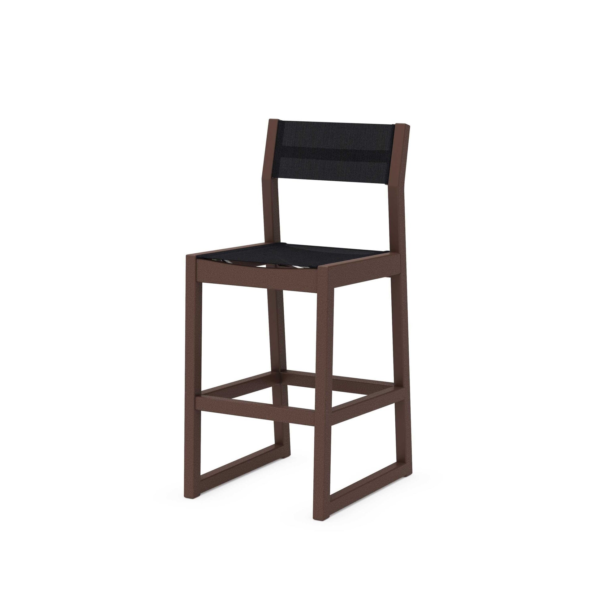 POLYWOOD EDGE Sling Bar Side Chair — Mahogany / Black Sling