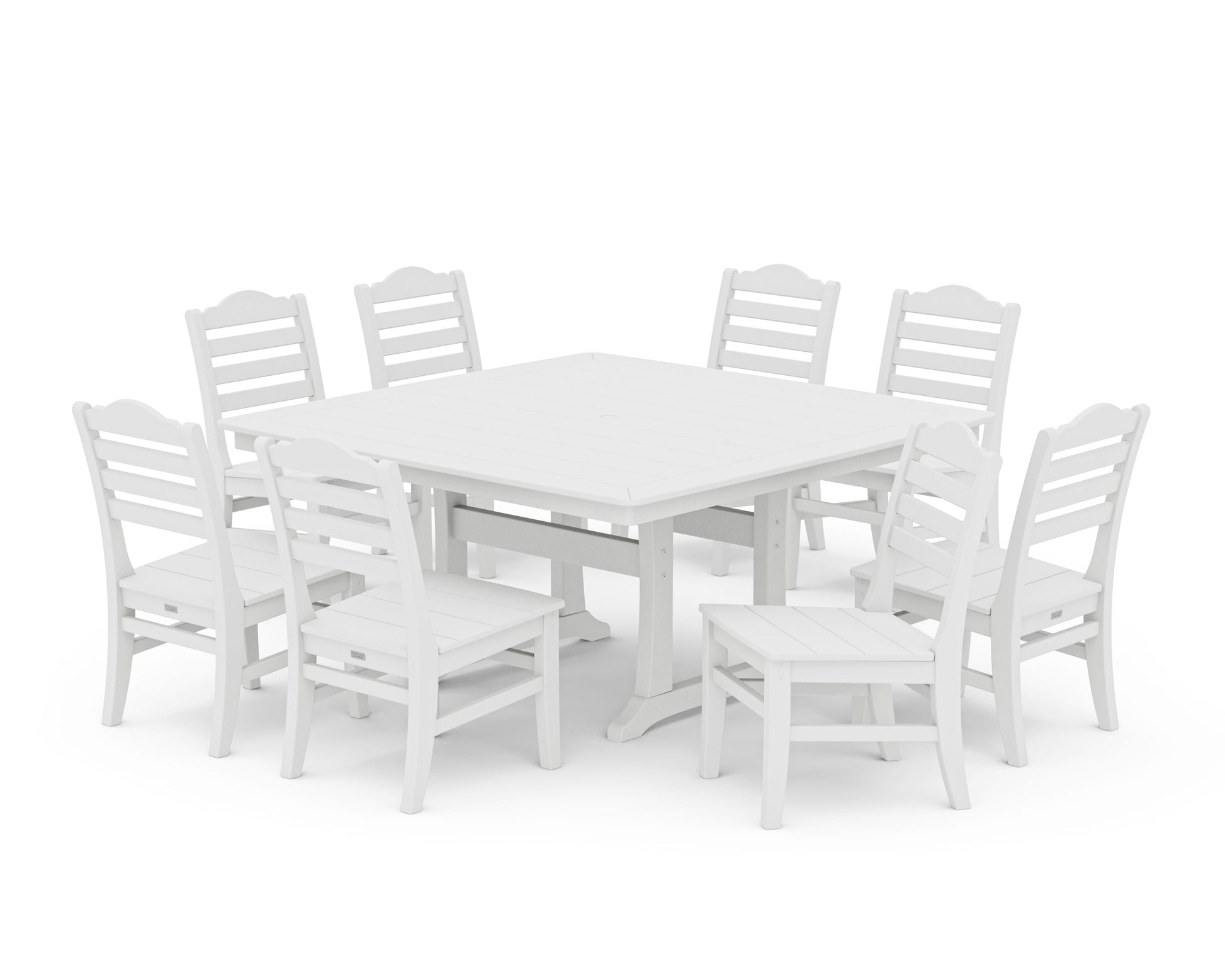 POLYWOOD Savannah Side Chair 9-Piece Square Dining Set with Trestle Legs — White