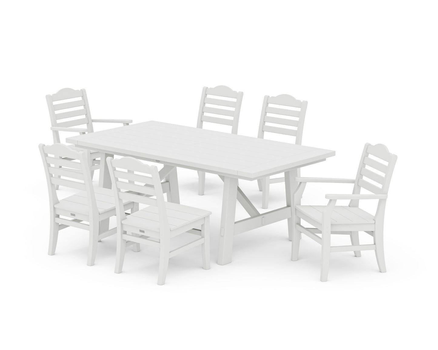POLYWOOD Savannah 7-Piece Rustic Farmhouse Dining Set — Vintage White