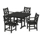 POLYWOOD Chippendale 5-Piece Dining Set with Trestle Legs — Black