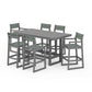 POLYWOOD EDGE Sling 7-Piece Bar Table Set — Slate Grey / Dupioni Sea Mist Sling