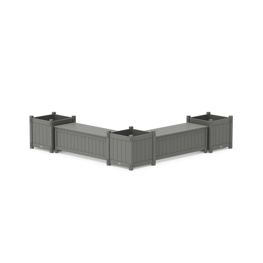 POLYWOOD 48" Vineyard L- Shaped Planter Storage Bench Corner Set- Large — Slate Grey