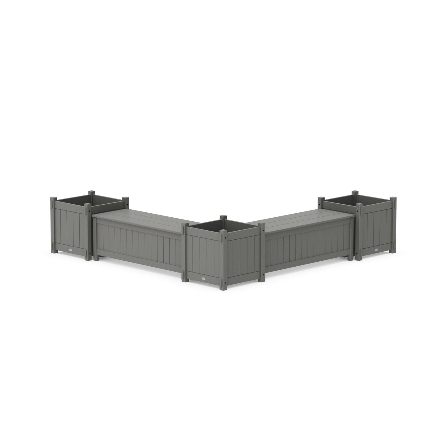 POLYWOOD 48" Vineyard Straight Double Planter Storage Bench Set- Large