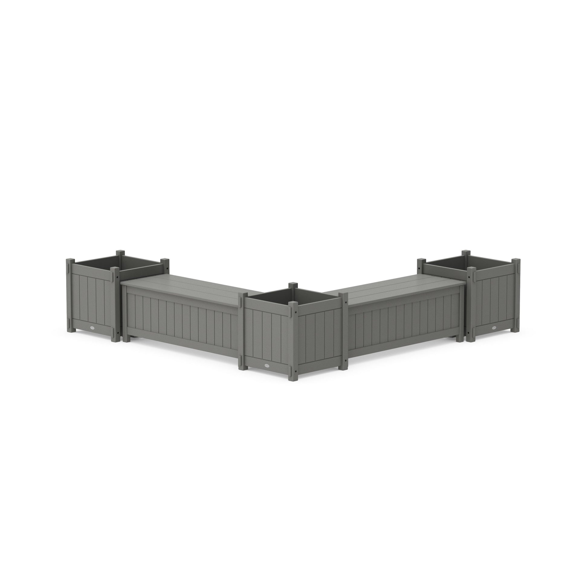 POLYWOOD 48" Vineyard Straight Double Planter Storage Bench Set- Large