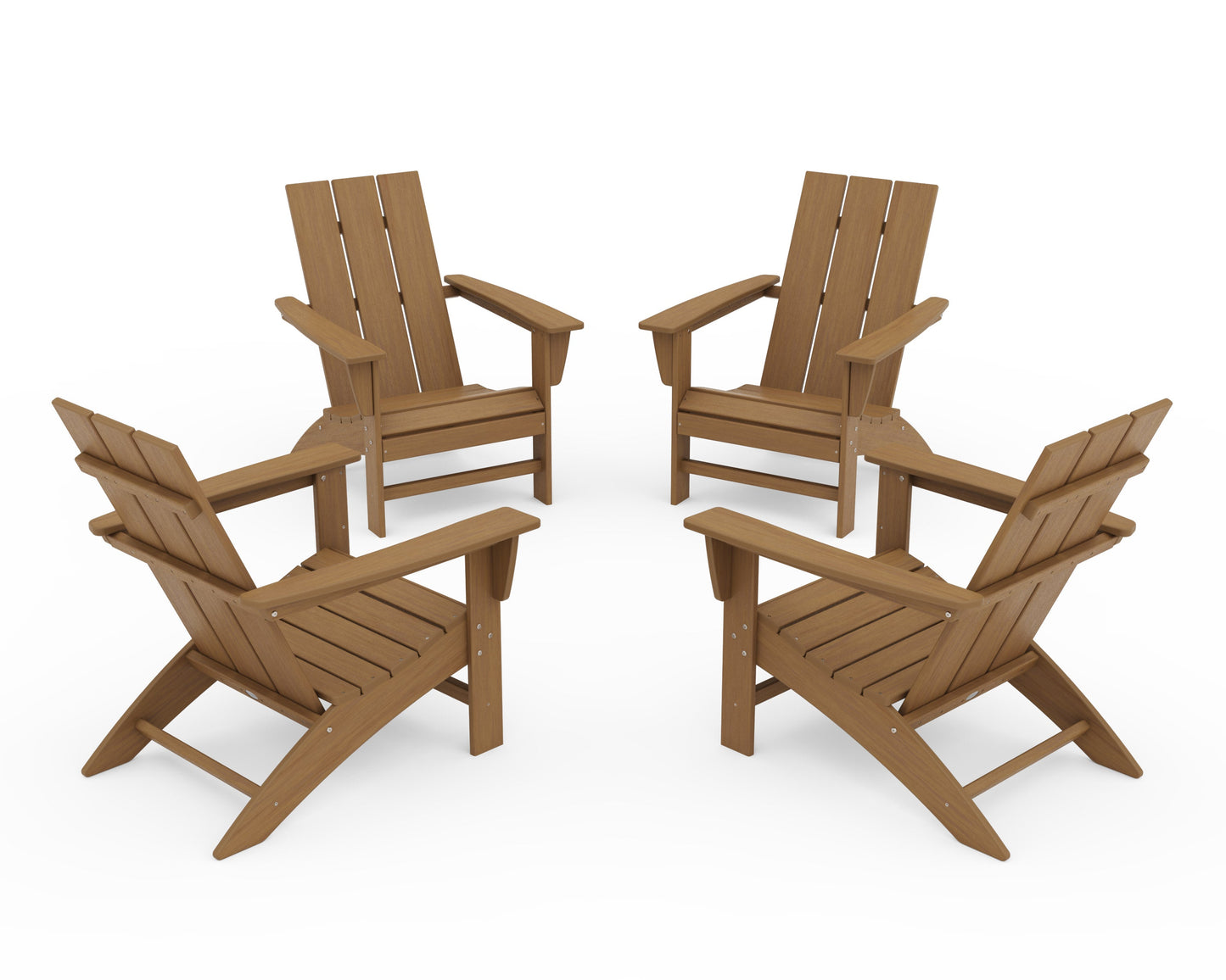 POLYWOOD 4-Piece Modern Adirondack Chair Conversation Set — Natural