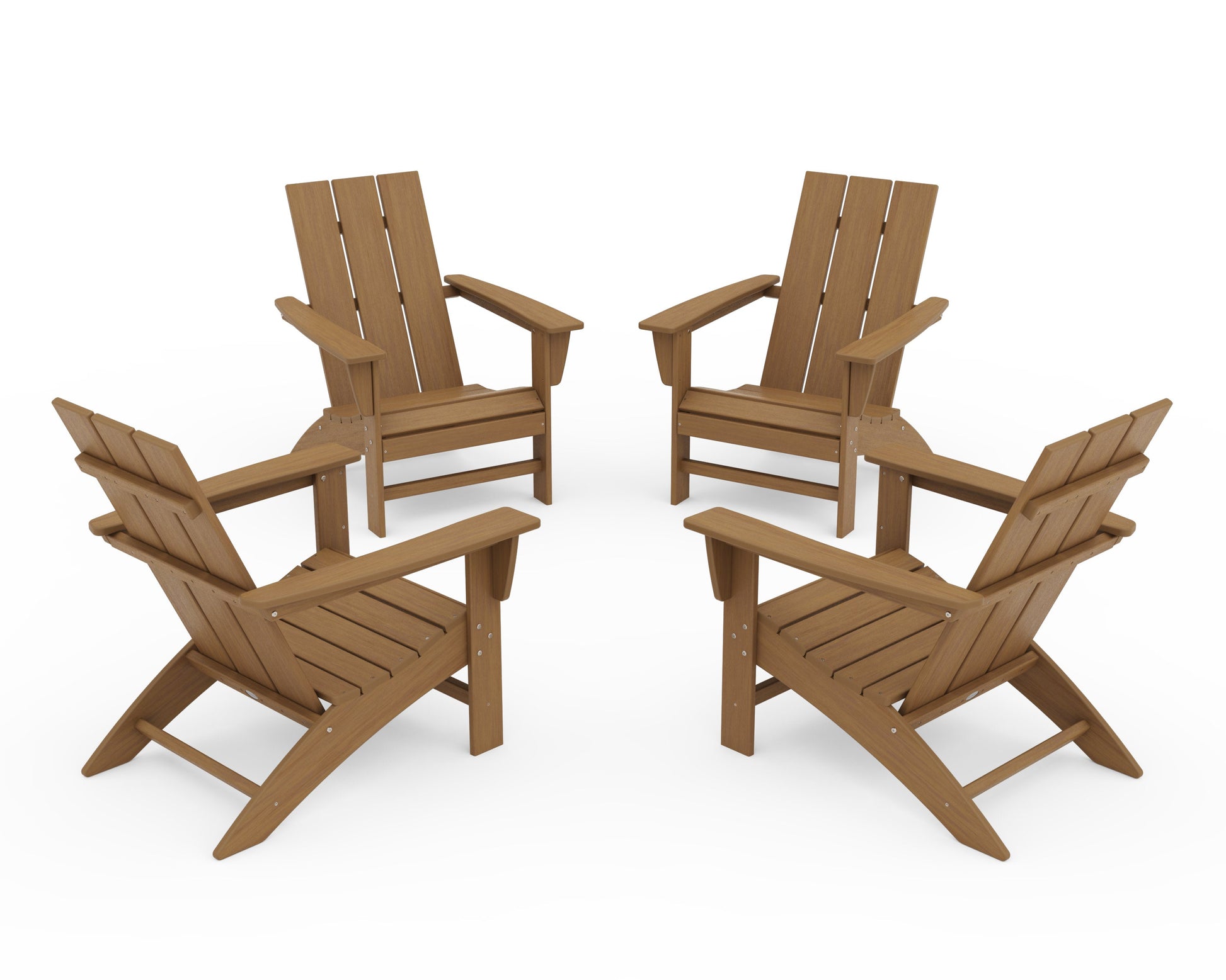 POLYWOOD 4-Piece Modern Adirondack Chair Conversation Set — Natural