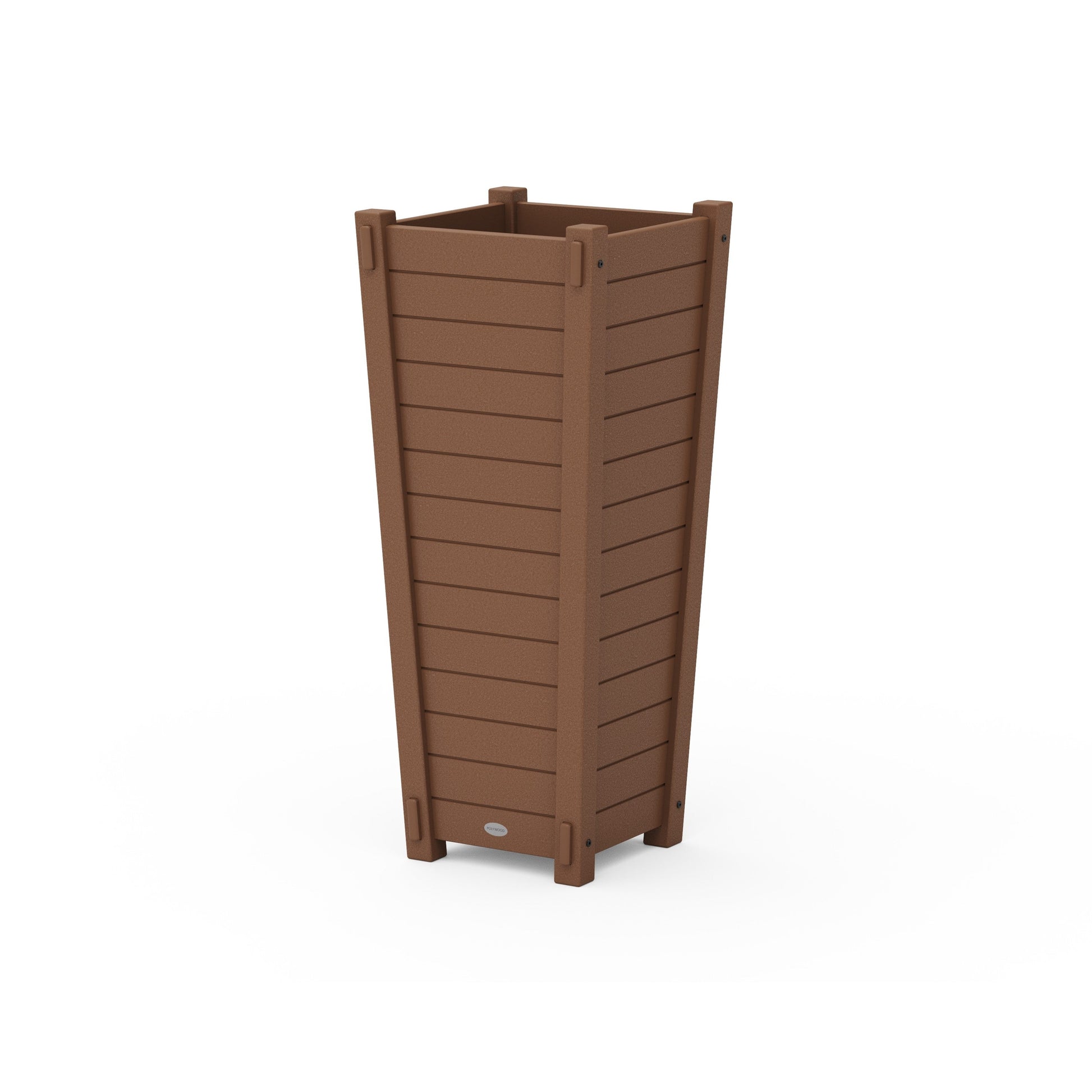 POLYWOOD Nautical Tapered Square Tall Planter Box — Teak