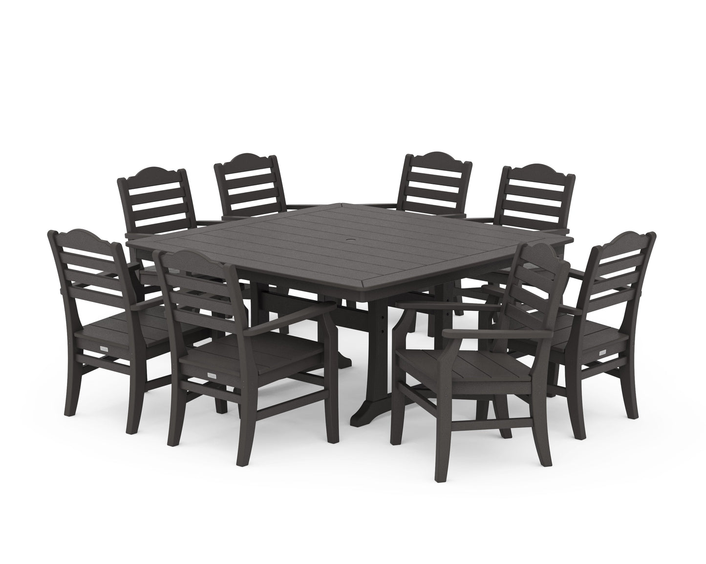 POLYWOOD Savannah 9-Piece Square Dining Set with Trestle Legs — Vintage Coffee