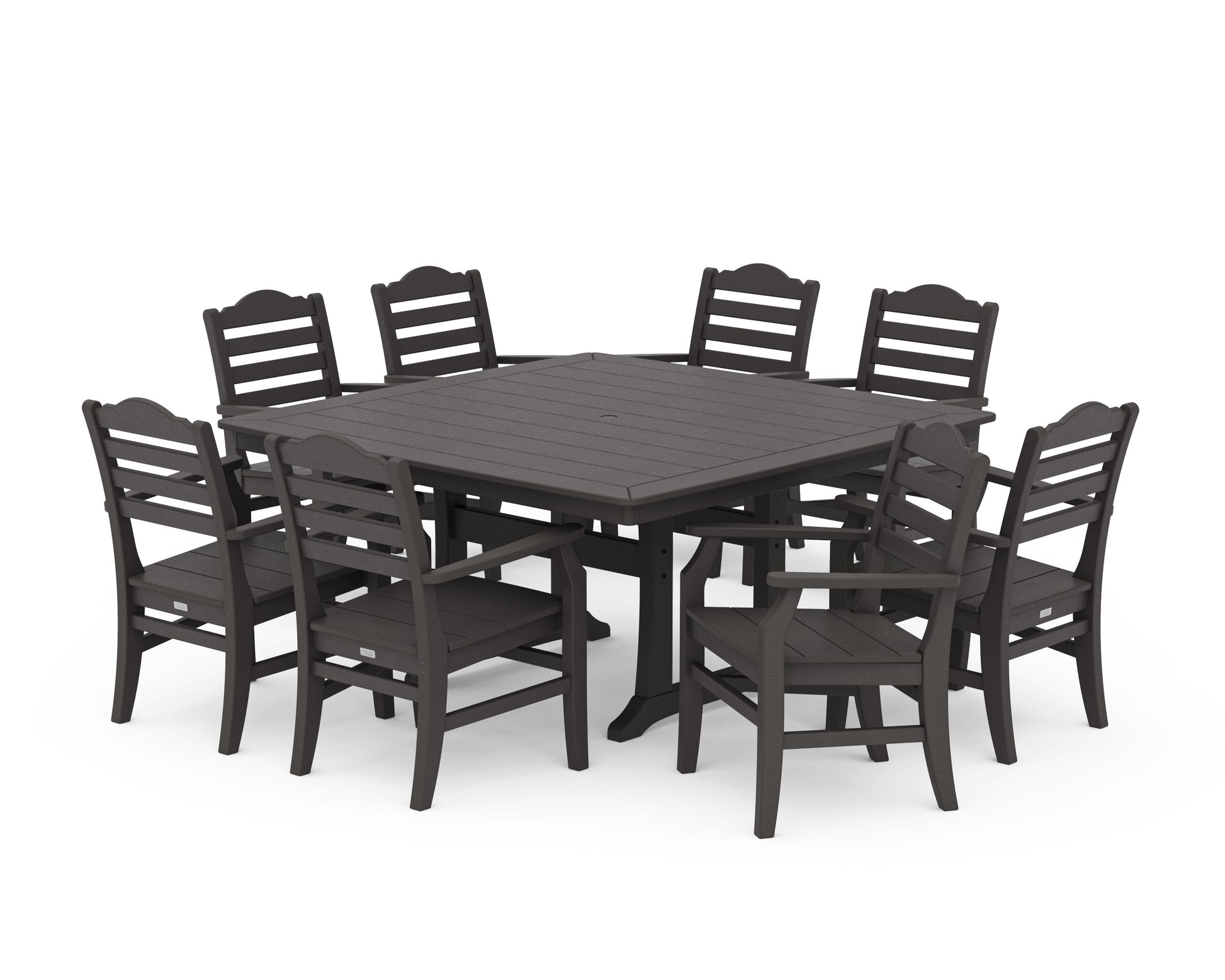POLYWOOD Savannah 9-Piece Square Dining Set with Trestle Legs — Vintage Coffee