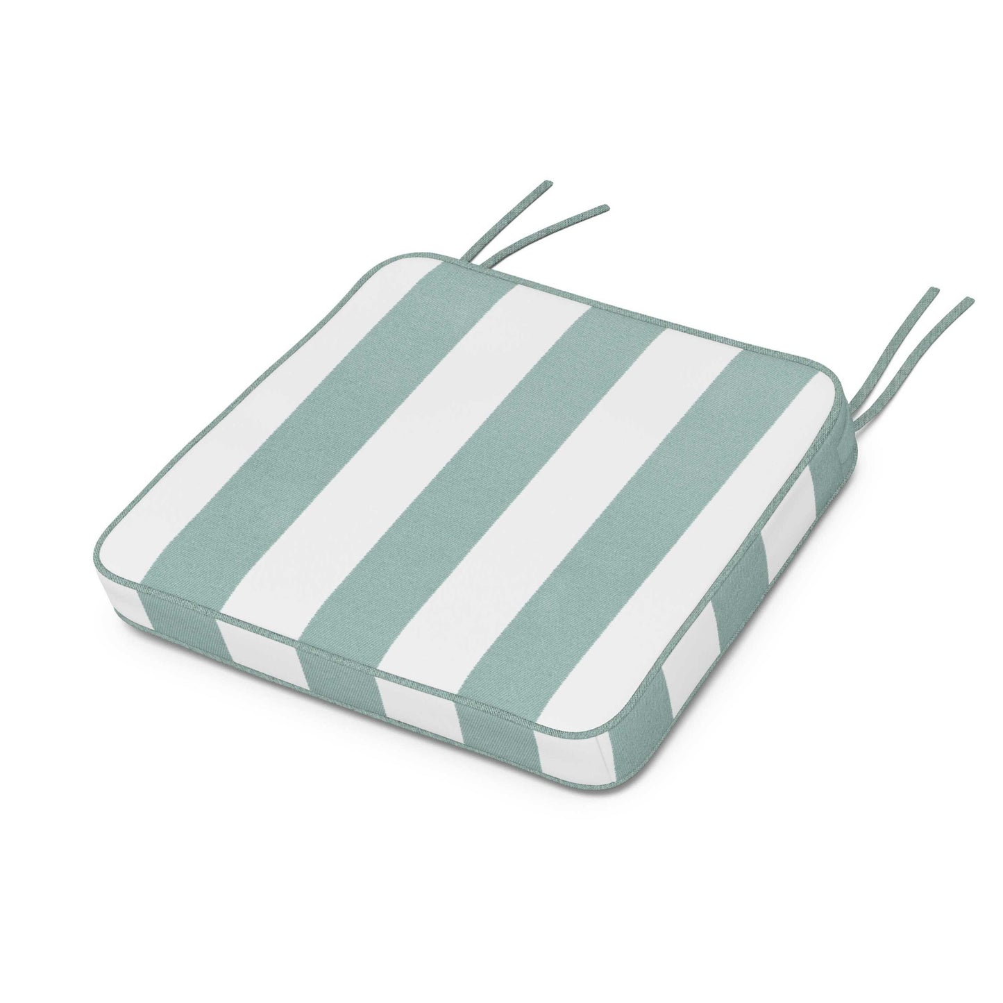 POLYWOOD Chinoiserie Arm Chair Seat Cushion — Cabana Stripe Glacier Spa
