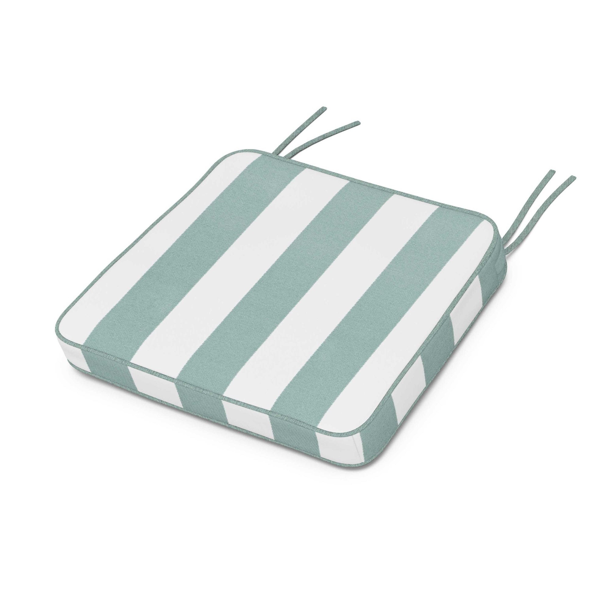 POLYWOOD Chinoiserie Arm Chair Seat Cushion — Cabana Stripe Glacier Spa
