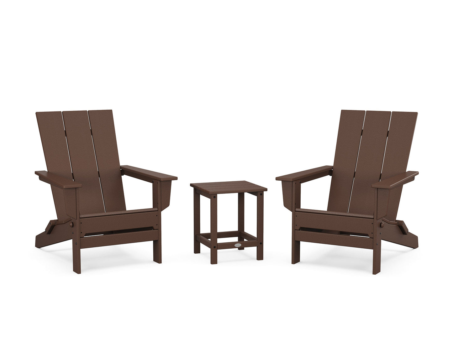 POLYWOOD 3-Piece Modern Studio Folding Adirondack Set — Mahogany
