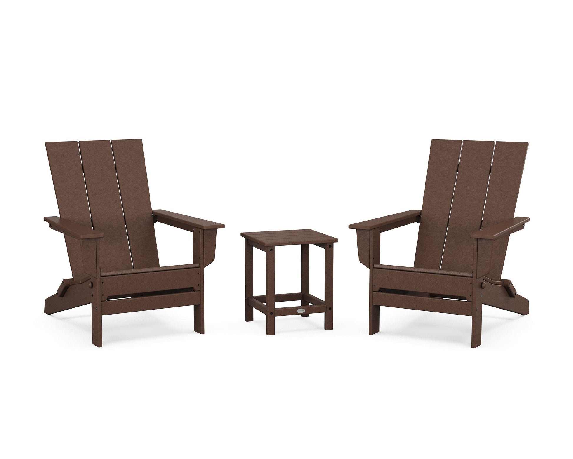 POLYWOOD 3-Piece Modern Studio Folding Adirondack Set — Mahogany