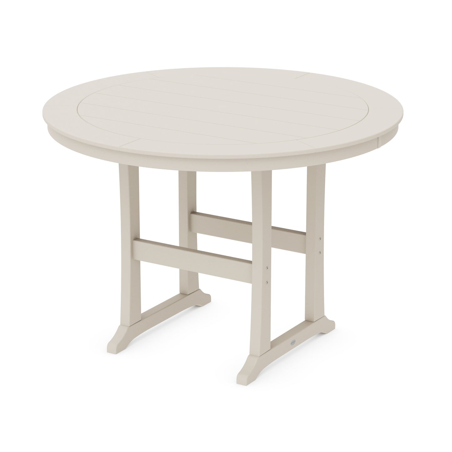 POLYWOOD Nautical Trestle 60" Round Bar Table — Sand