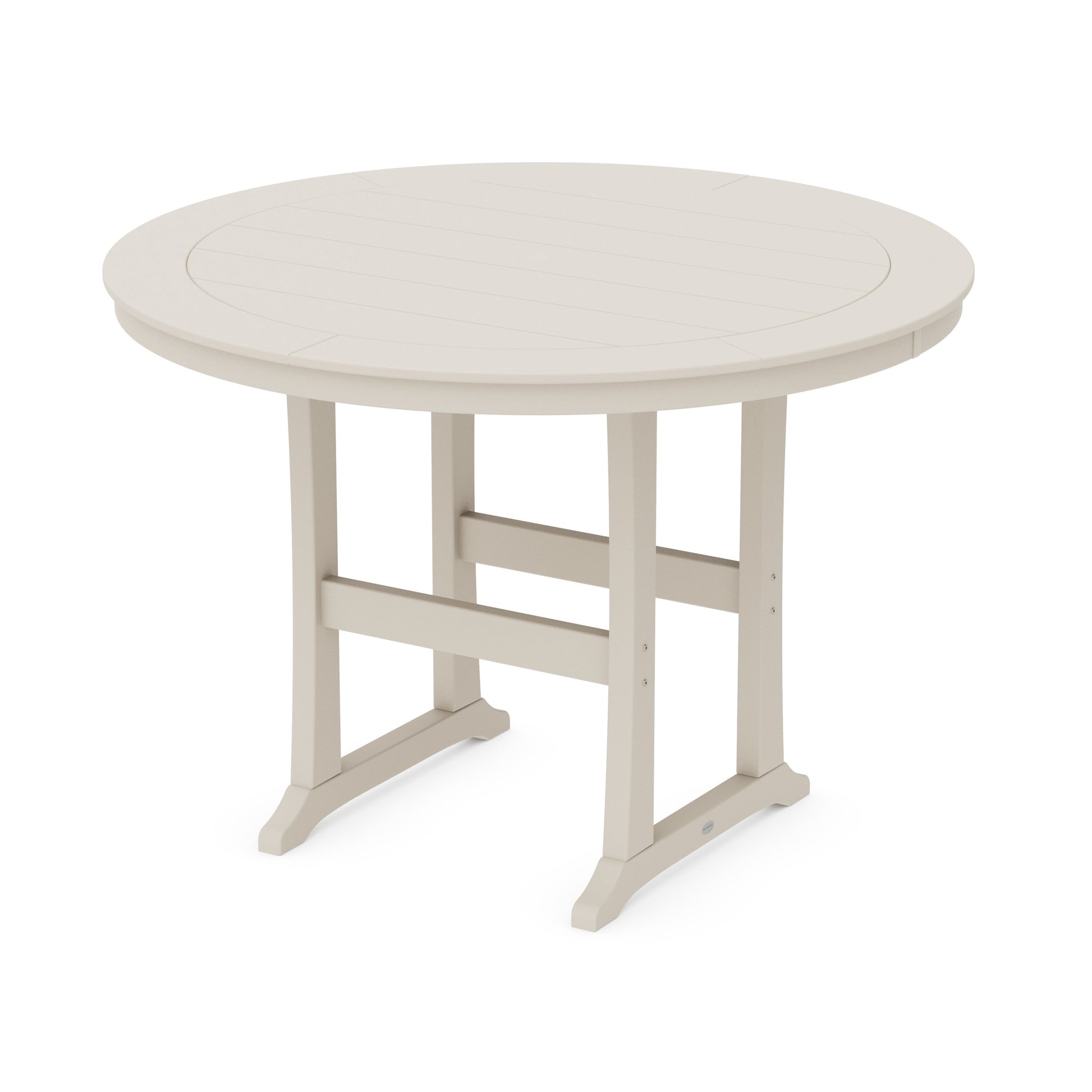 POLYWOOD Nautical Trestle 60" Round Bar Table — Sand