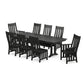 POLYWOOD Acadia 9-Piece Farmhouse Dining Set with Trestle Legs — Black