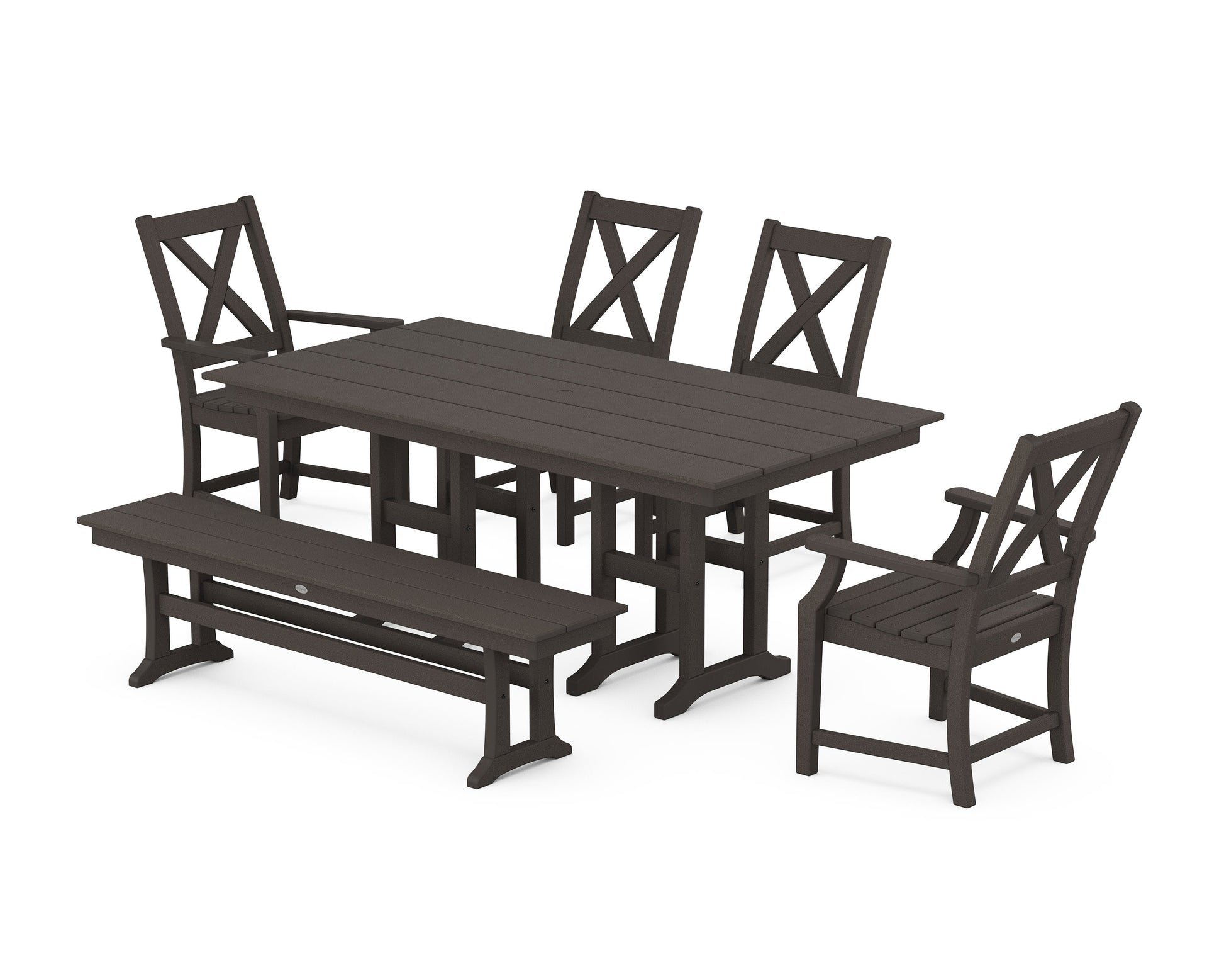 POLYWOOD Braxton 6-Piece Farmhouse Dining Set — Vintage Coffee