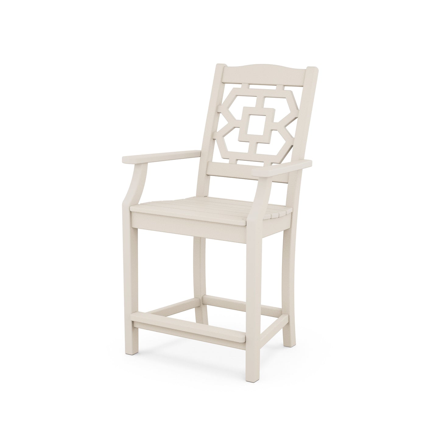 POLYWOOD Chinoiserie Counter Arm Chair — Sand