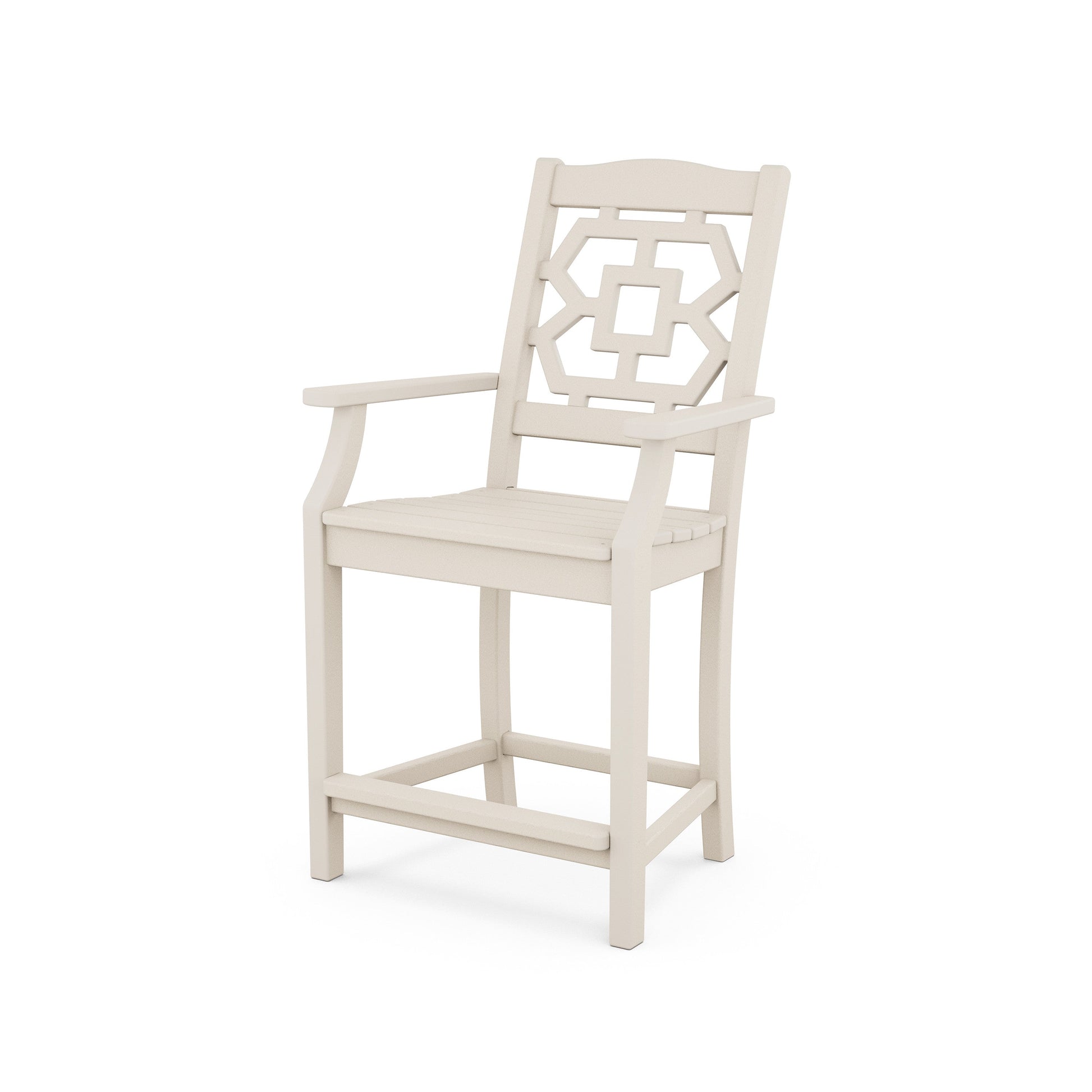 POLYWOOD Chinoiserie Counter Arm Chair — Sand