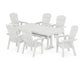 POLYWOOD Nautical Curveback Adirondack 7-Piece Farmhouse Dining Set with Trestle Legs — White