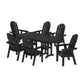 POLYWOOD Vineyard Curveback Adirondack Chair 7-Piece Dining Set — Black