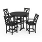 POLYWOOD Braxton 5-Piece Nautical Trestle Arm Chair Counter Set — Black