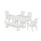 POLYWOOD Modern Curveback Adirondack 6-Piece Farmhouse Dining Set with Bench — White