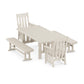 POLYWOOD Acadia 5-Piece Dining Set with Benches — Sand