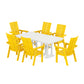POLYWOOD Modern Curveback Adirondack 7-Piece Farmhouse Dining Set — Lemon / White