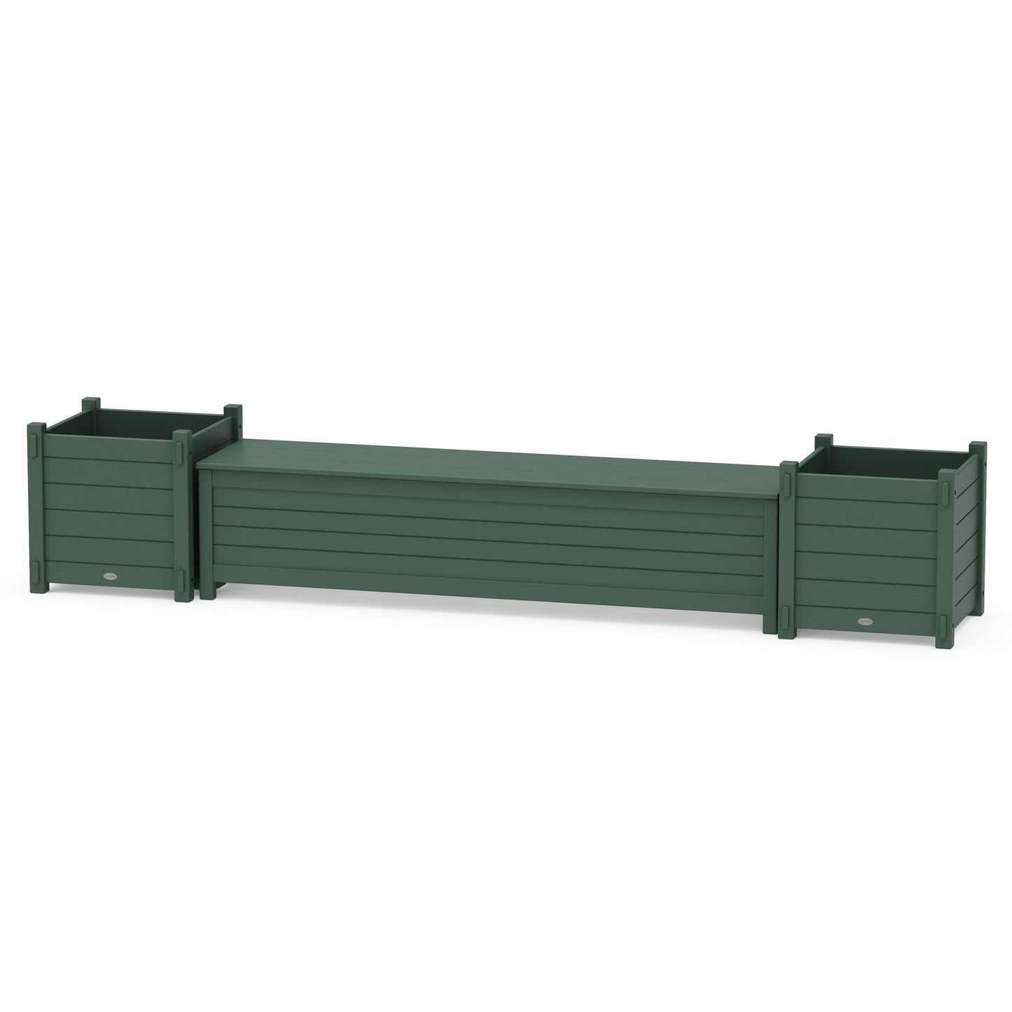 POLYWOOD 72" Nautical Straight Planter Storage Bench Set- Large — Green