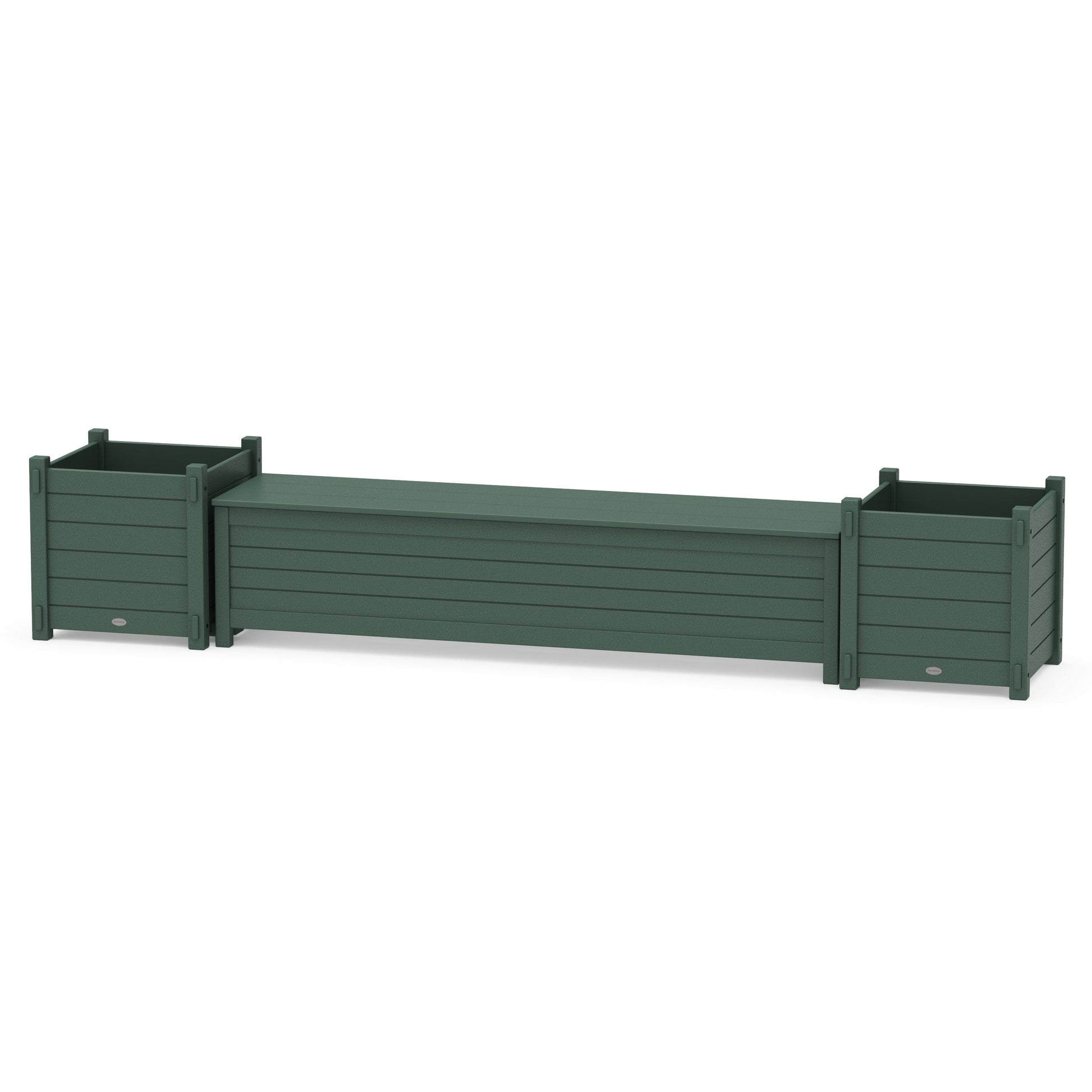 POLYWOOD 72" Nautical Straight Planter Storage Bench Set- Large — Green