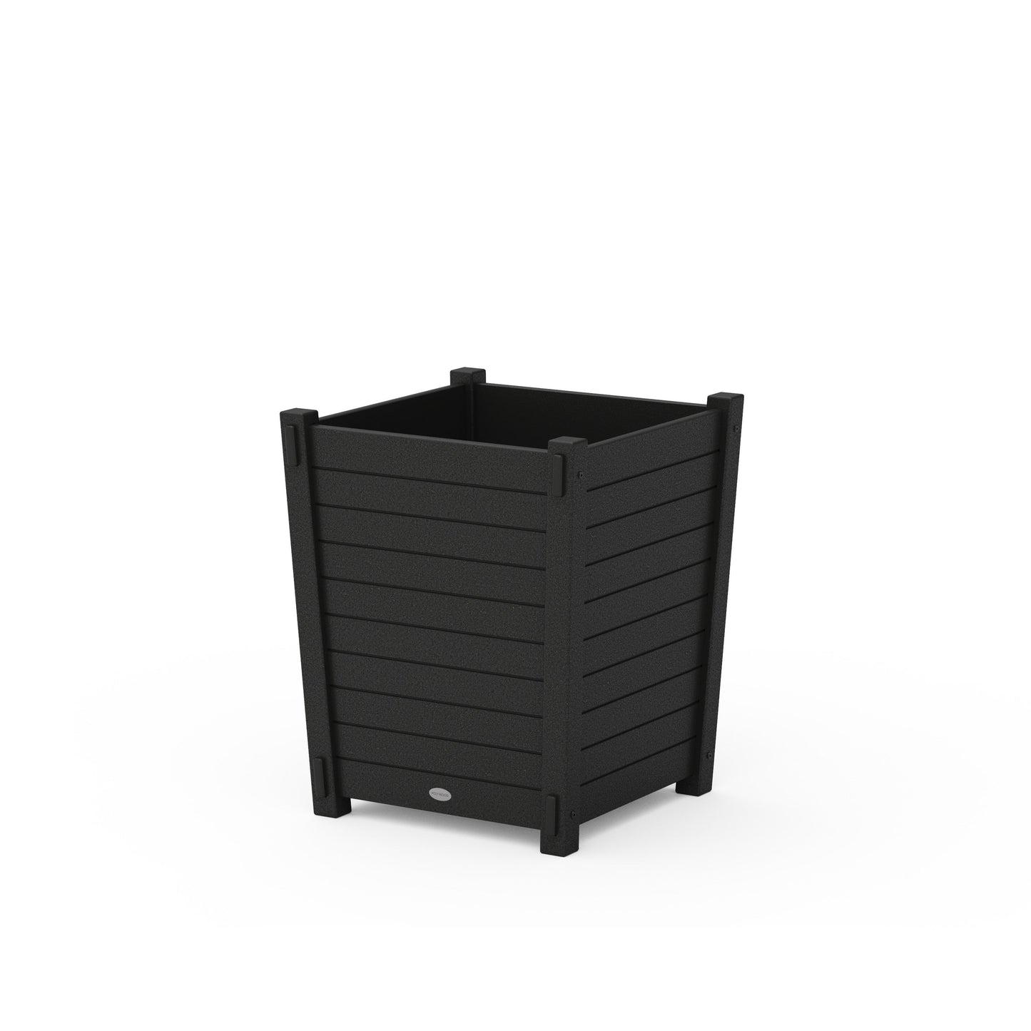 POLYWOOD Nautical Large Tapered Square Short Planter Box — Black