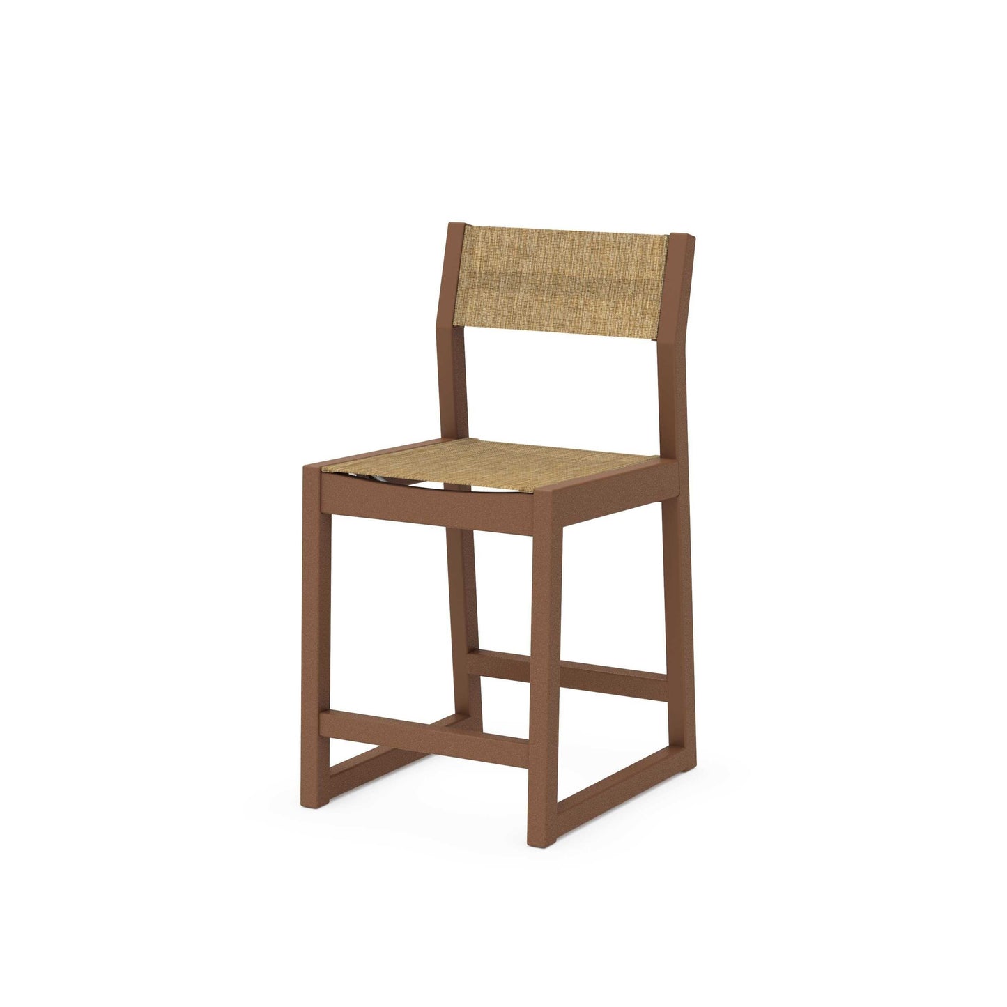 POLYWOOD EDGE Sling Counter Side Chair — Teak / Burlap Sling