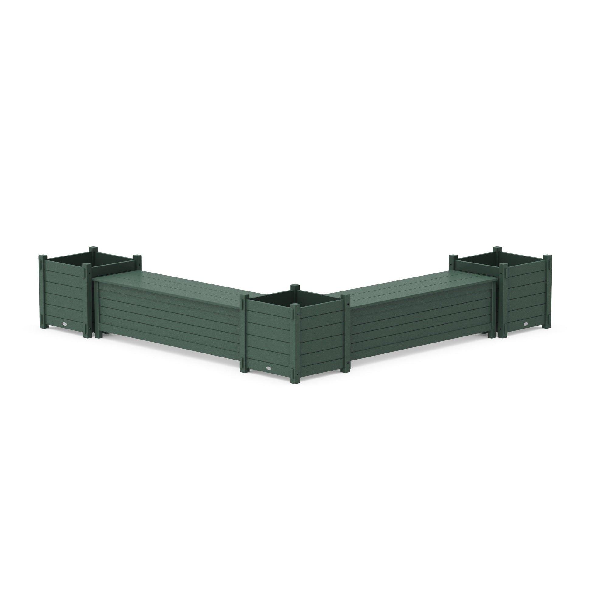 POLYWOOD 60" Nautical L- Shaped Planter Storage Bench Corner Set- Large — Green