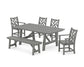 POLYWOOD Chippendale 6-Piece Rustic Farmhouse Dining Set With Bench — Slate Grey